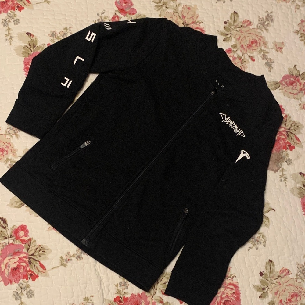 Black Full-Zip Men’s Sweater with White Logos
